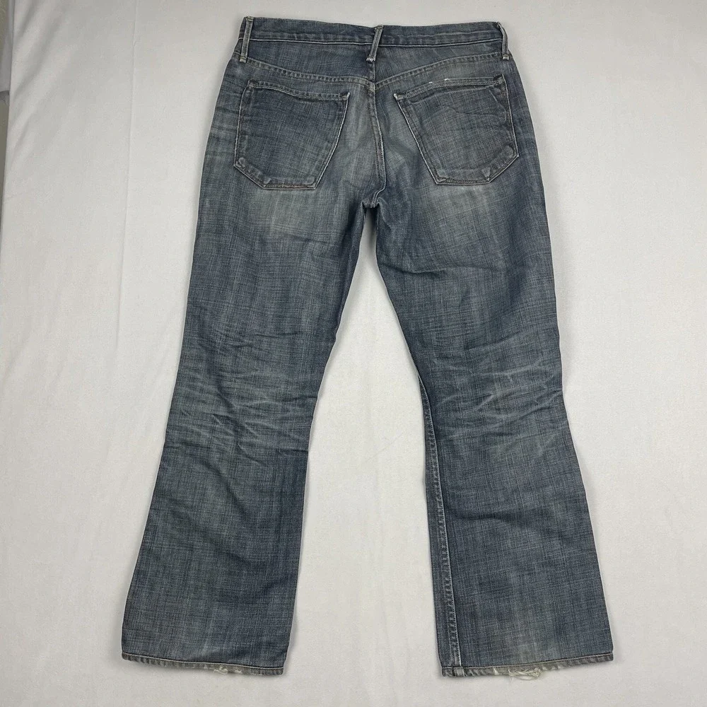 Earnest Sewn Jeans Mens 32x27 Fulton‎ Dark Wash Blue Denim Button Fly USA Made